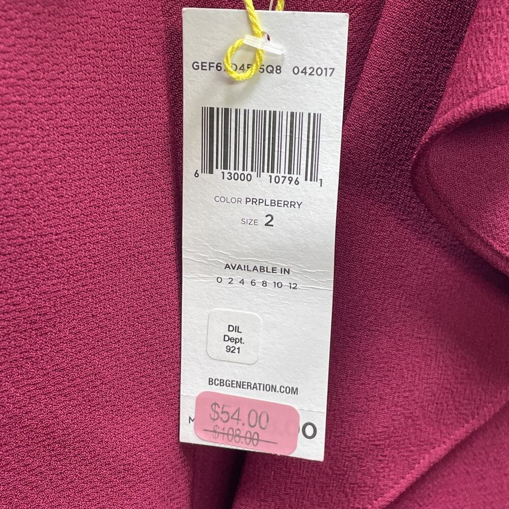 NWT BCBGeneration Womens 2 Purpleberry Flutter Slv Mini Cocktail Dress Flounce - Picture 6 of 12